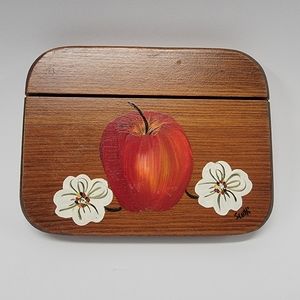 Beautifully Hand Painted Apples 'n Blossoms on Wooden Wall Block Hanging Decor